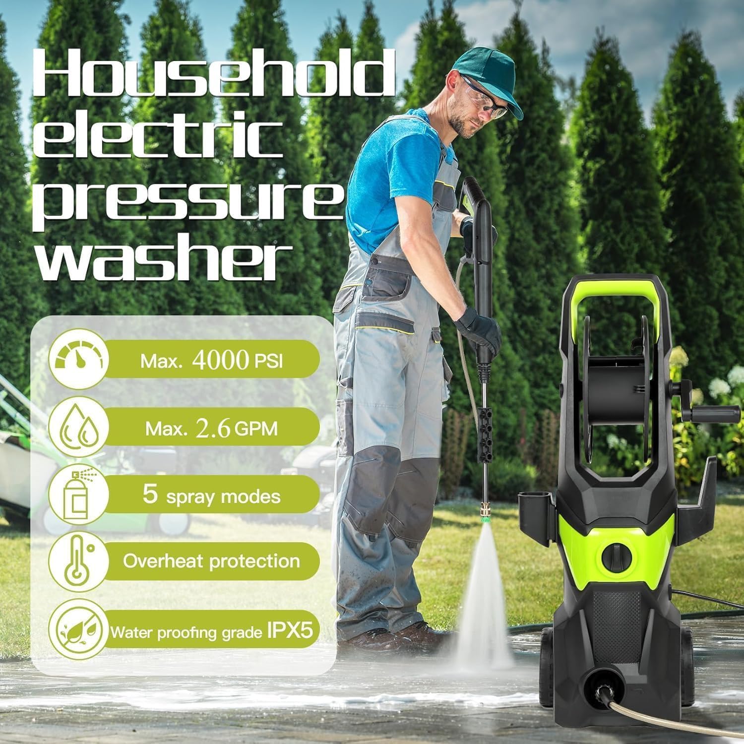 4000PSI Electric Pressure Wash - Pressure Washer Foam Gun 评论和价格